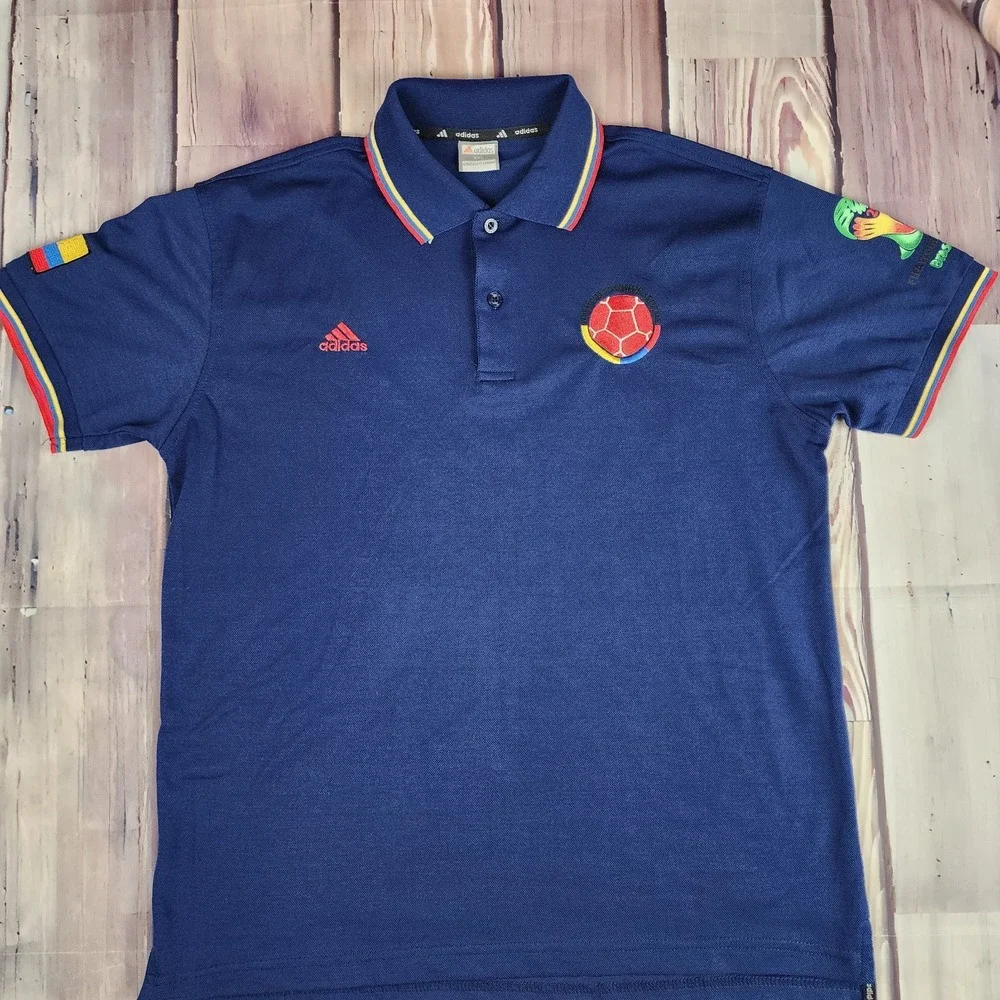 Adidas Fit Storm Polo Shirt Mens XXL‎ FIFA World Cup Brasil 2014 Columbia Flag